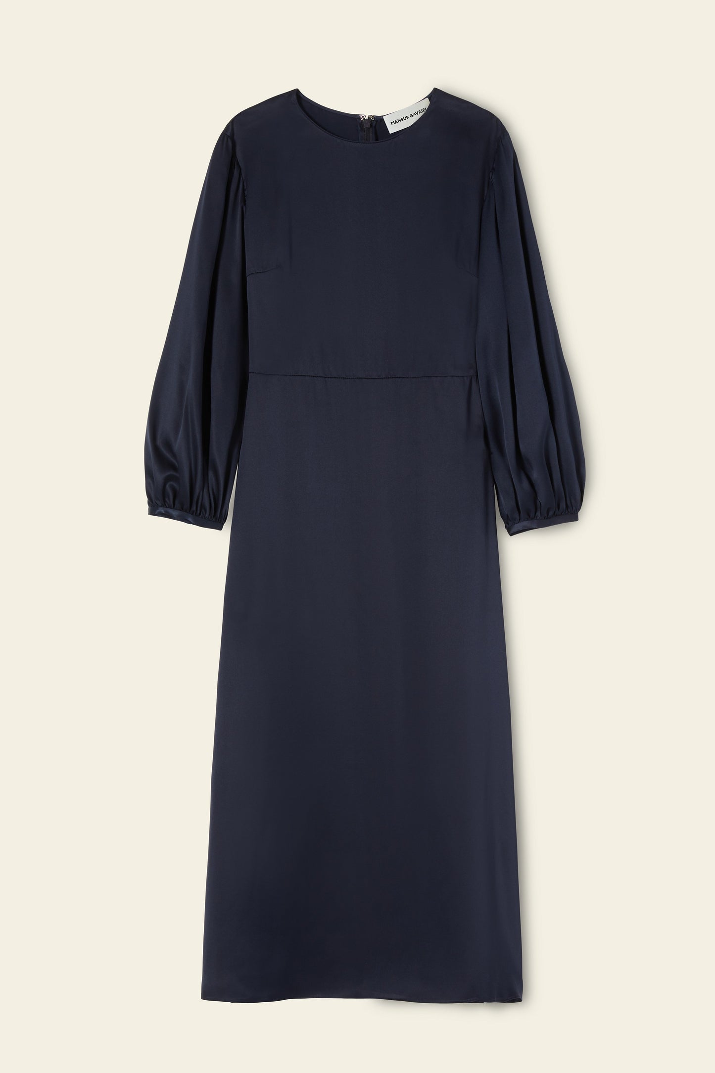 Silk Charmeuse Bishop Sleeve Dress - Blu