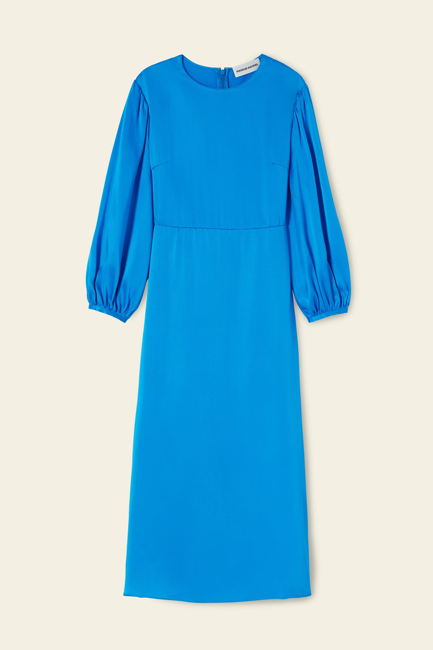 Silk Charmeuse Bishop Sleeve Dress - Royal