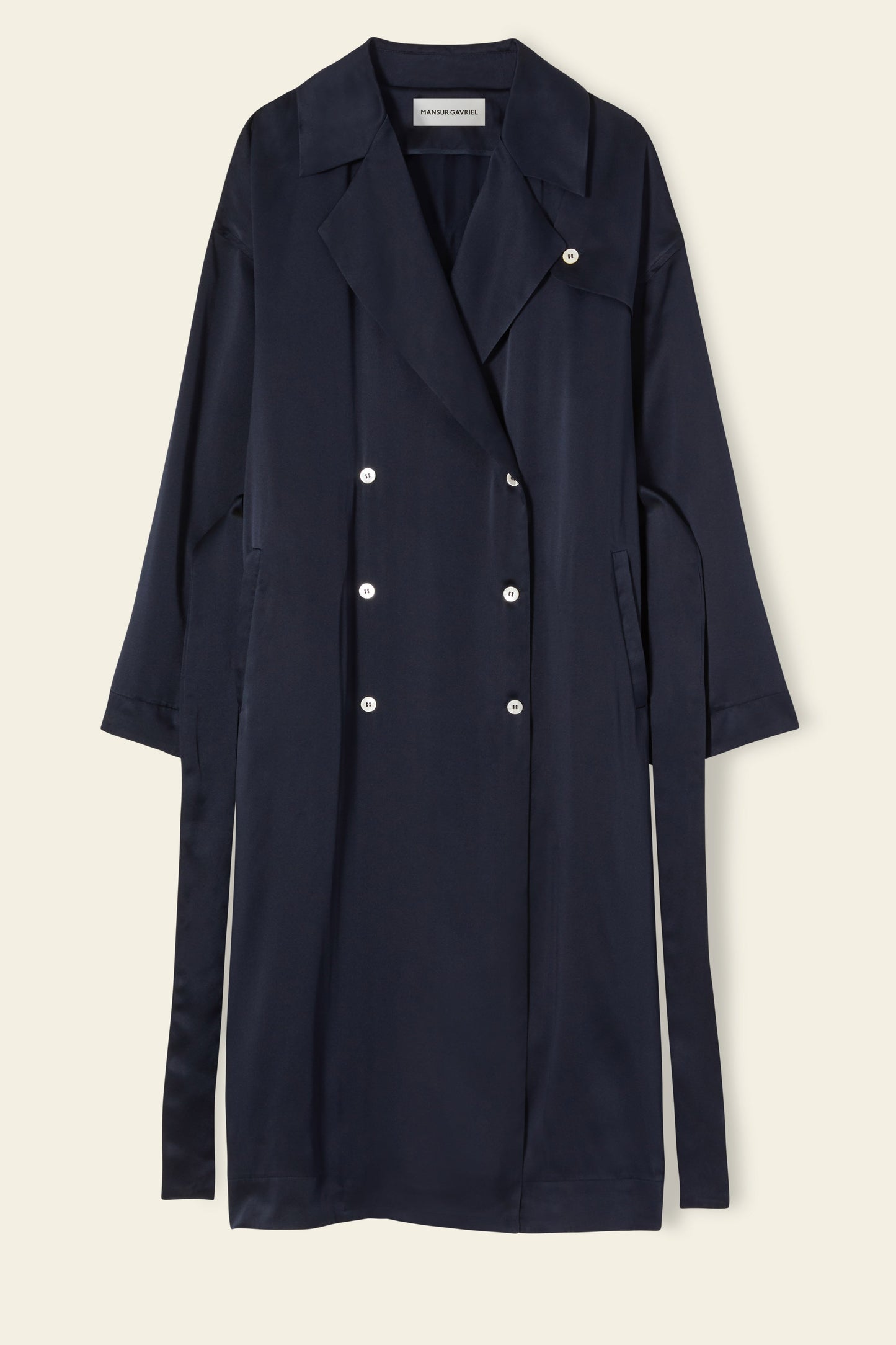 Silk Charmeuse Flowy Trench - Blu