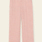 Italian linen gingham blush straight pant.