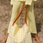 Italian linen gingham yellow straight pant.