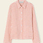 Italian linen gingham blush worker shirt.