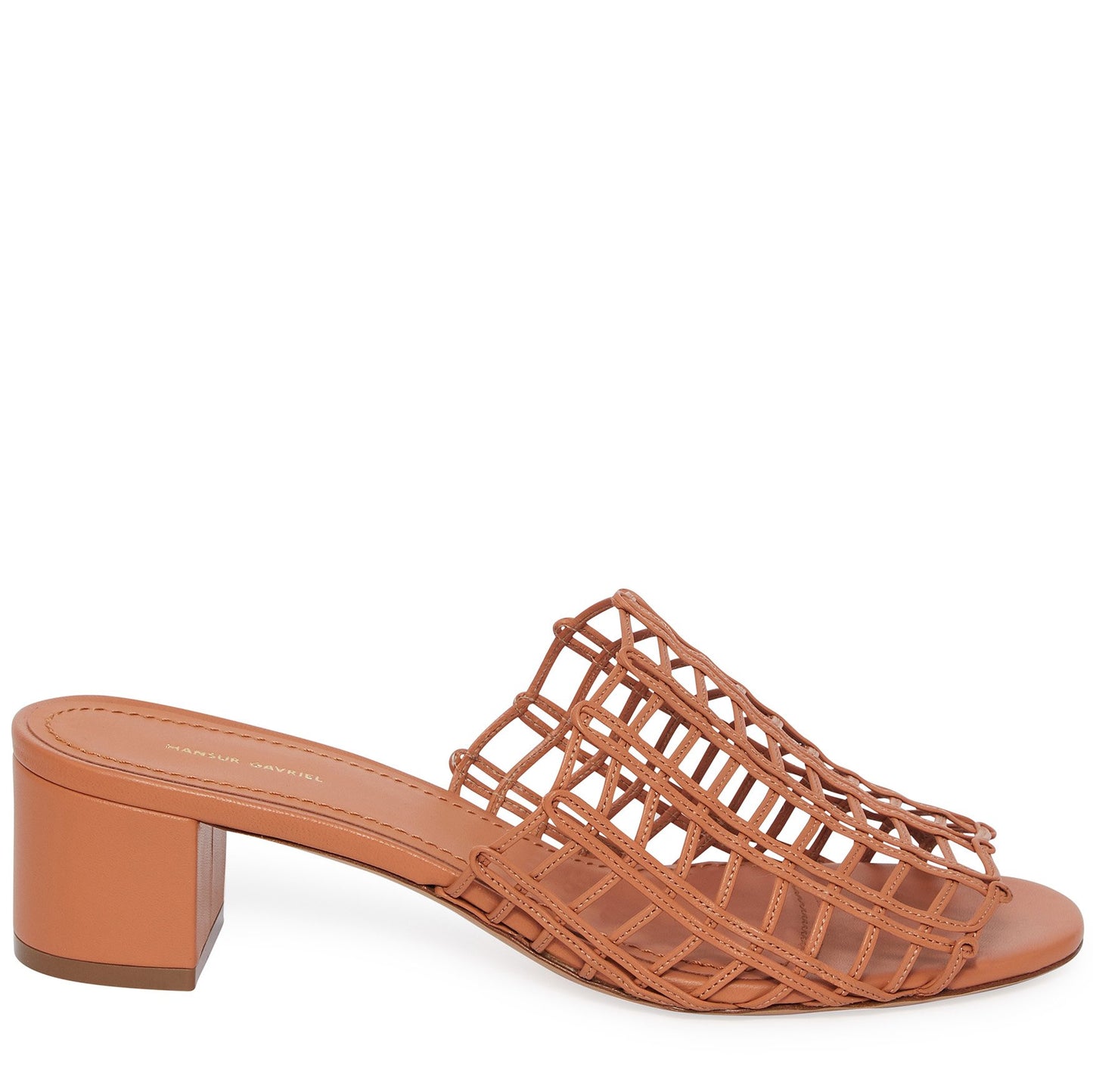 Italian cammello lamb leather grid mule