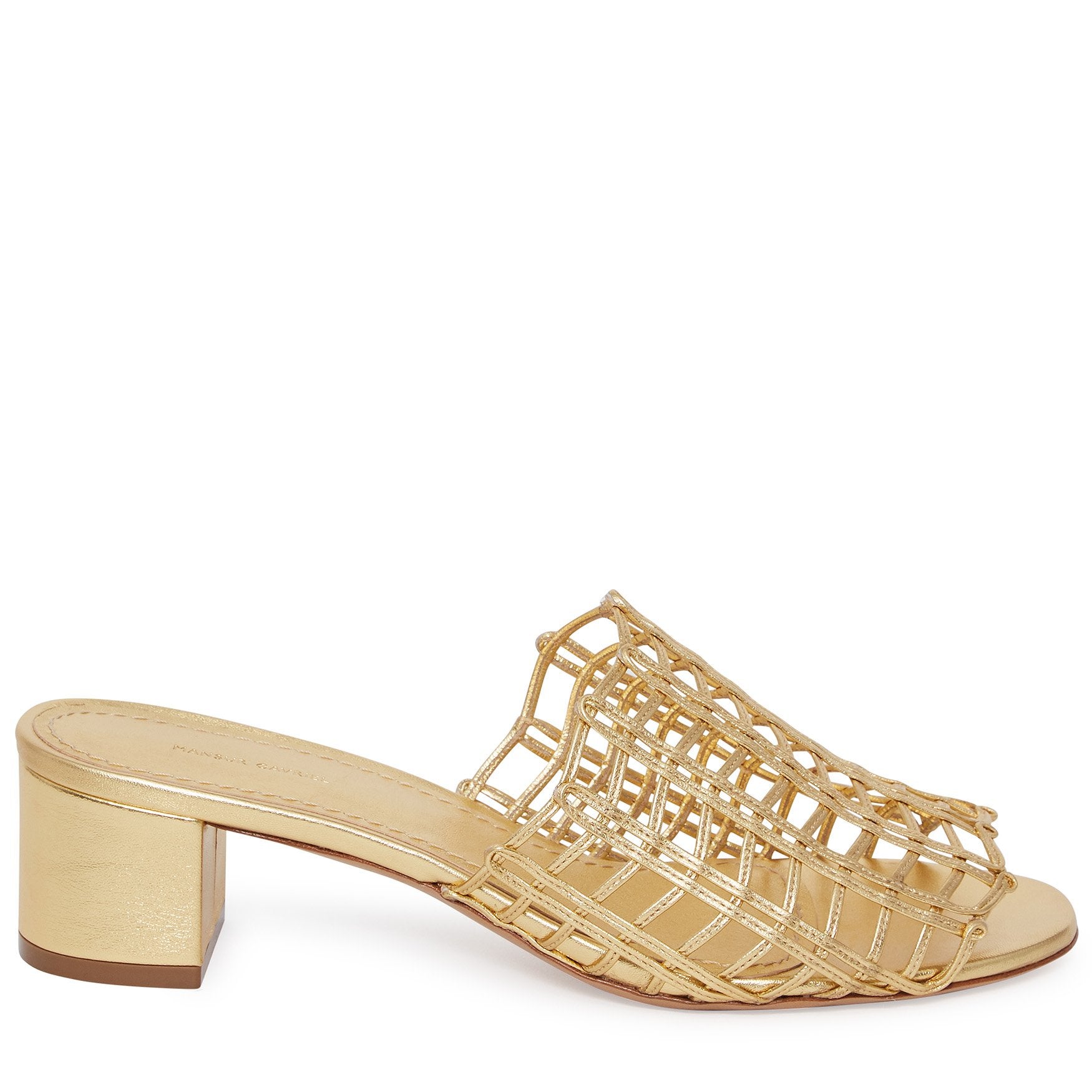 Italian gold lamb leather grid mule