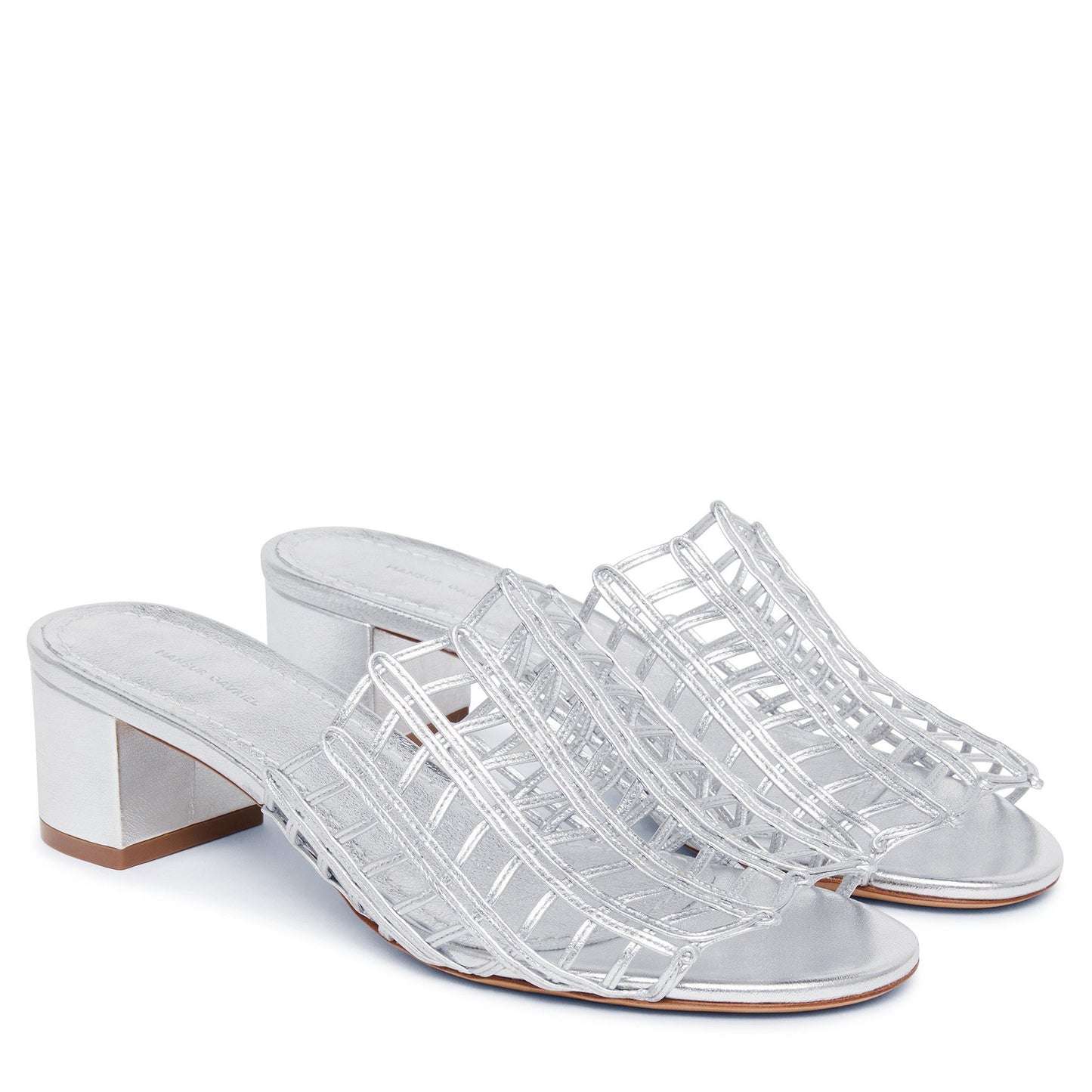 Lamb Grid Mule - Silver - Mansur Gavriel. Designed in NYC, made in Italy.