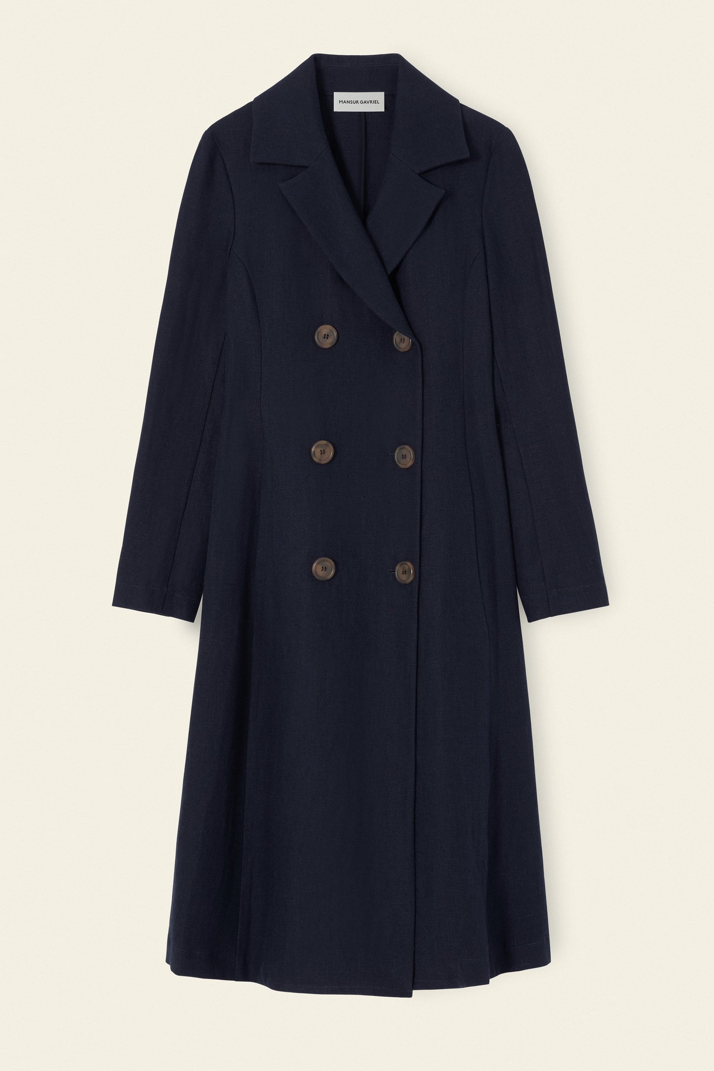 Heavy Linen Double Breasted Coat - Blu