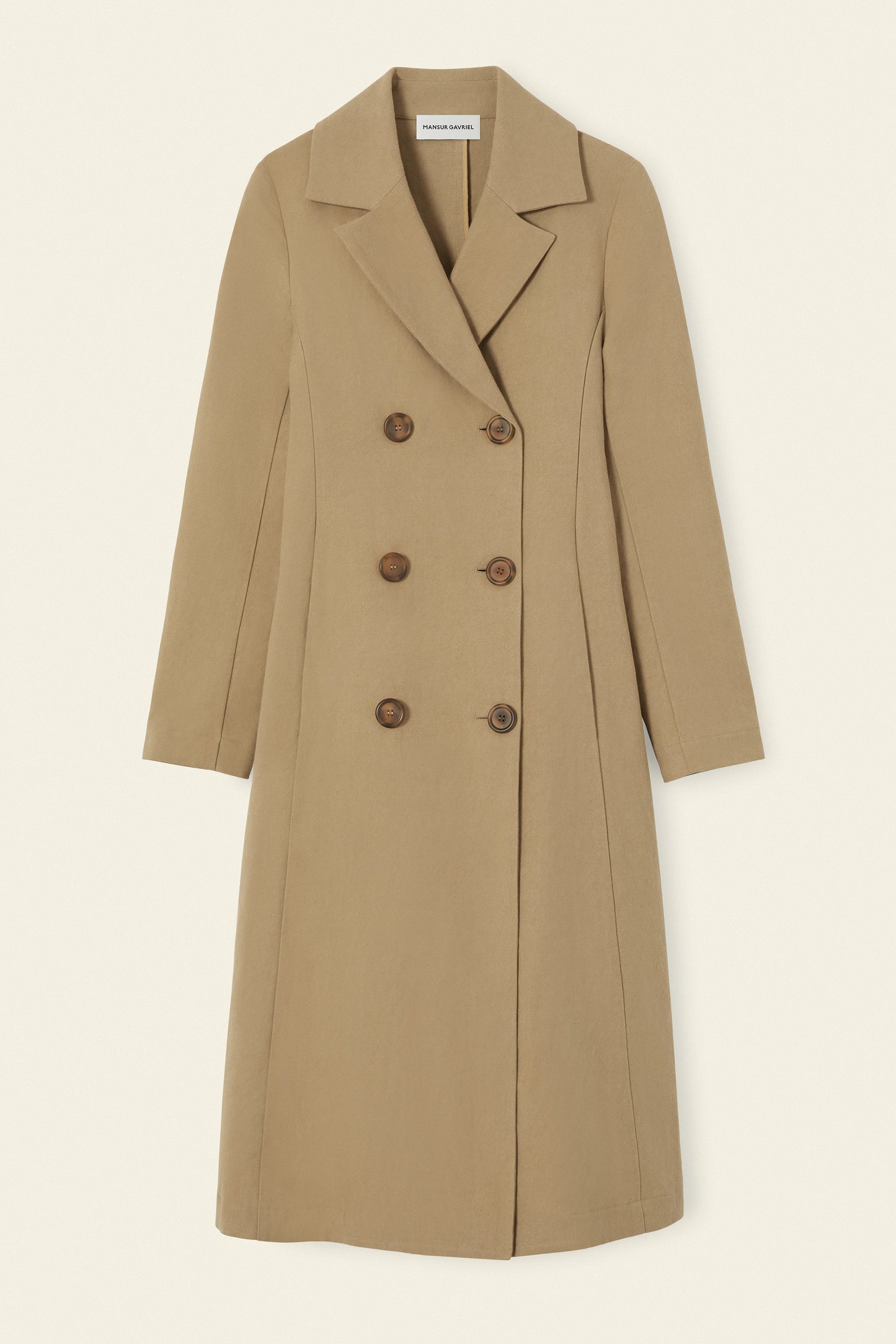 Heavy Linen Cotton Double Breasted Coat - Khaki
