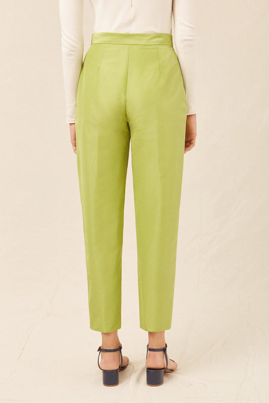 Taffeta High Waisted Pant - Green