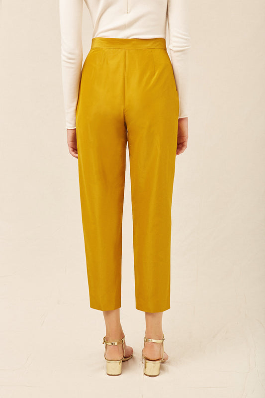 Taffeta High Waisted Pant - Mustard