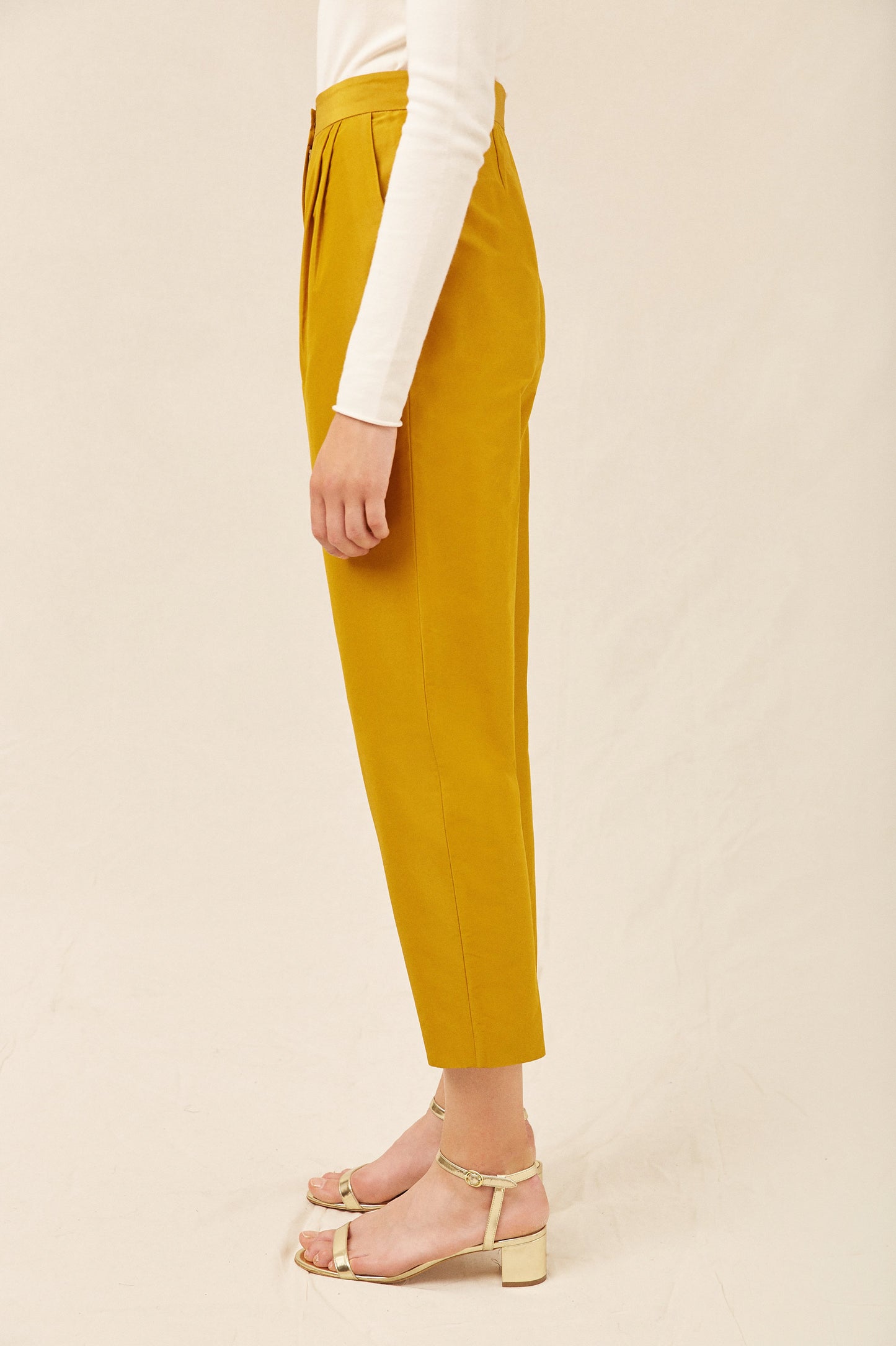 Taffeta High Waisted Pant - Mustard