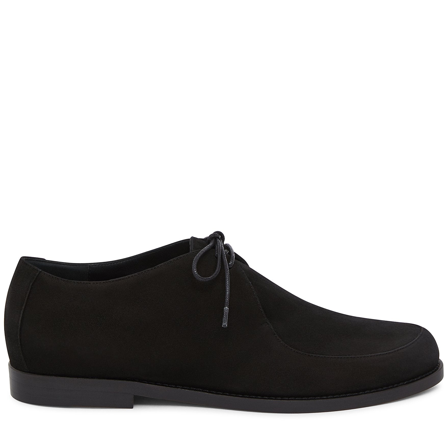 Italian suede leather black lace up oxford with calf leather insole.