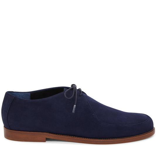 Italian suede leather blu lace up oxford with calf leather insole.