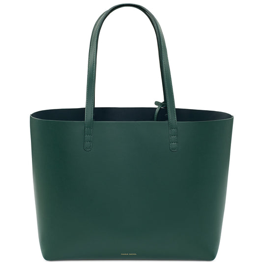 Italian calf leather green tote with green matte patent interior.