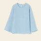 Italian linen sky blue flared sleeve top.