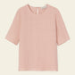 Italian linen blush short sleeve blouse.