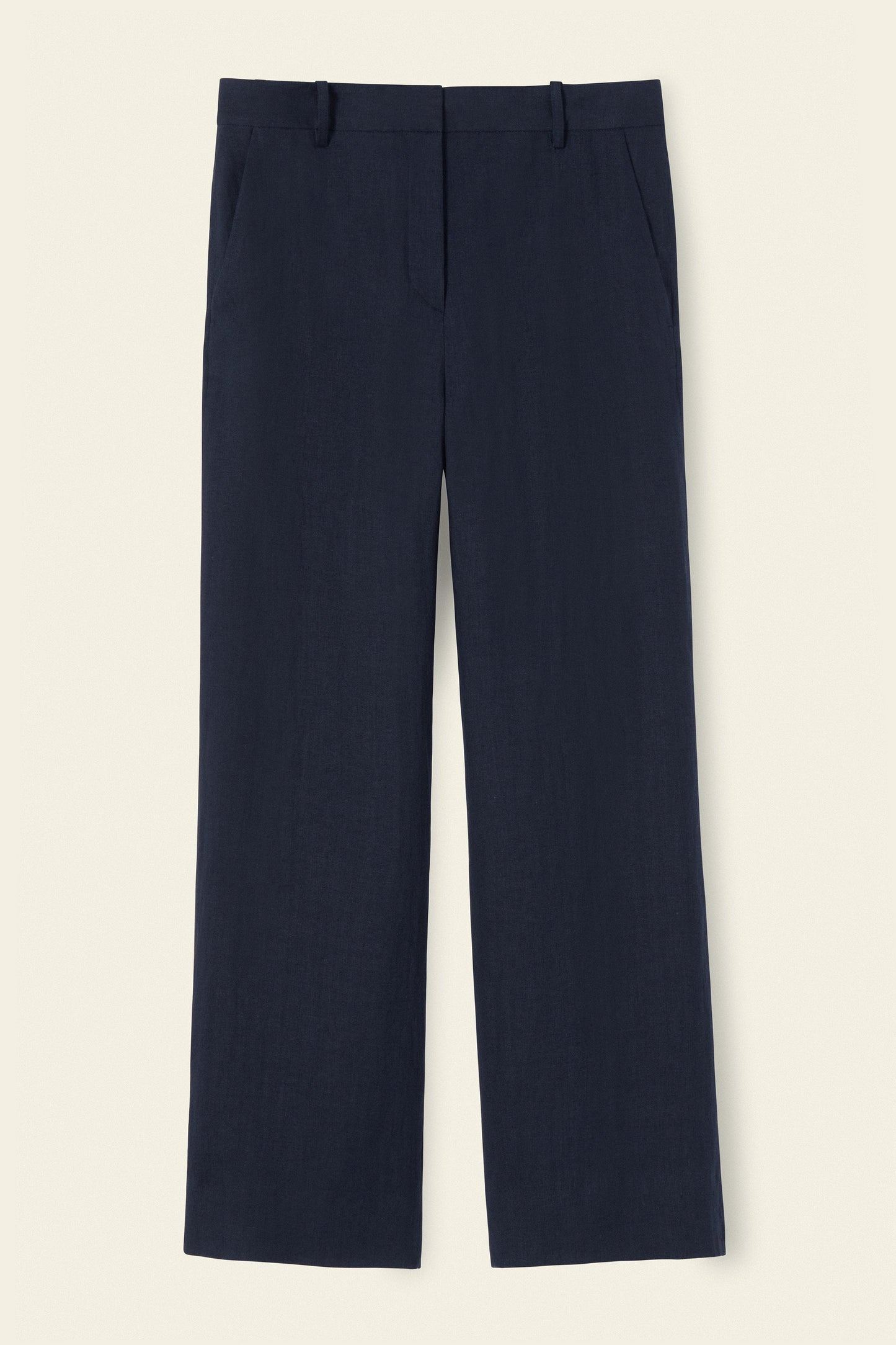 Italian linen navy straight pant.