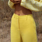 Italian linen yellow straight pant.