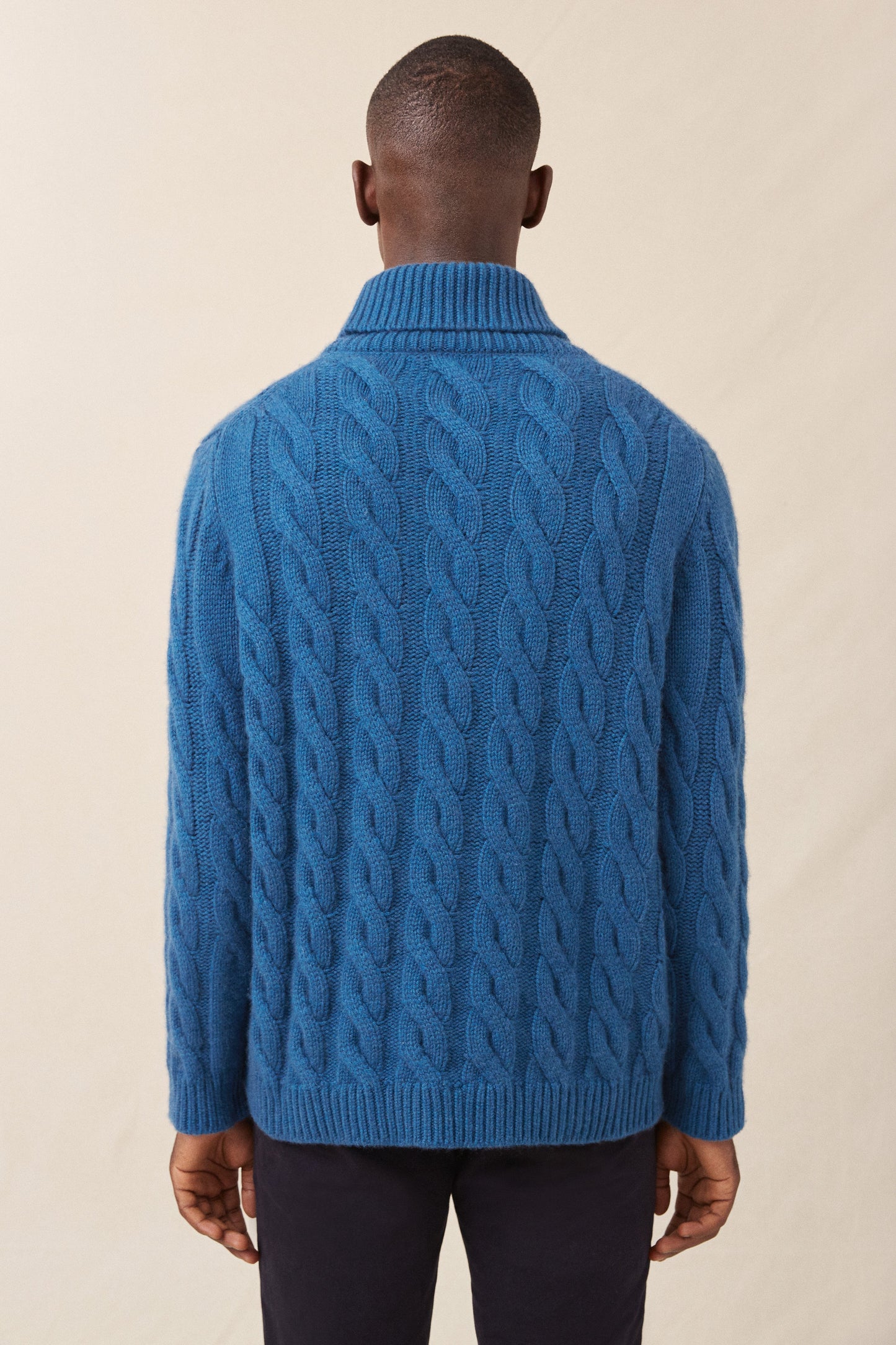 Men's Cashmere Cable Knit Turtleneck - Teal