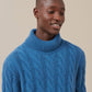 Men's Cashmere Cable Knit Turtleneck - Teal