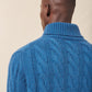 Men's Cashmere Cable Knit Turtleneck - Teal