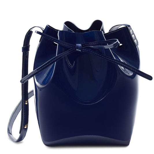 Patent Mini Bucket Bag - Blu