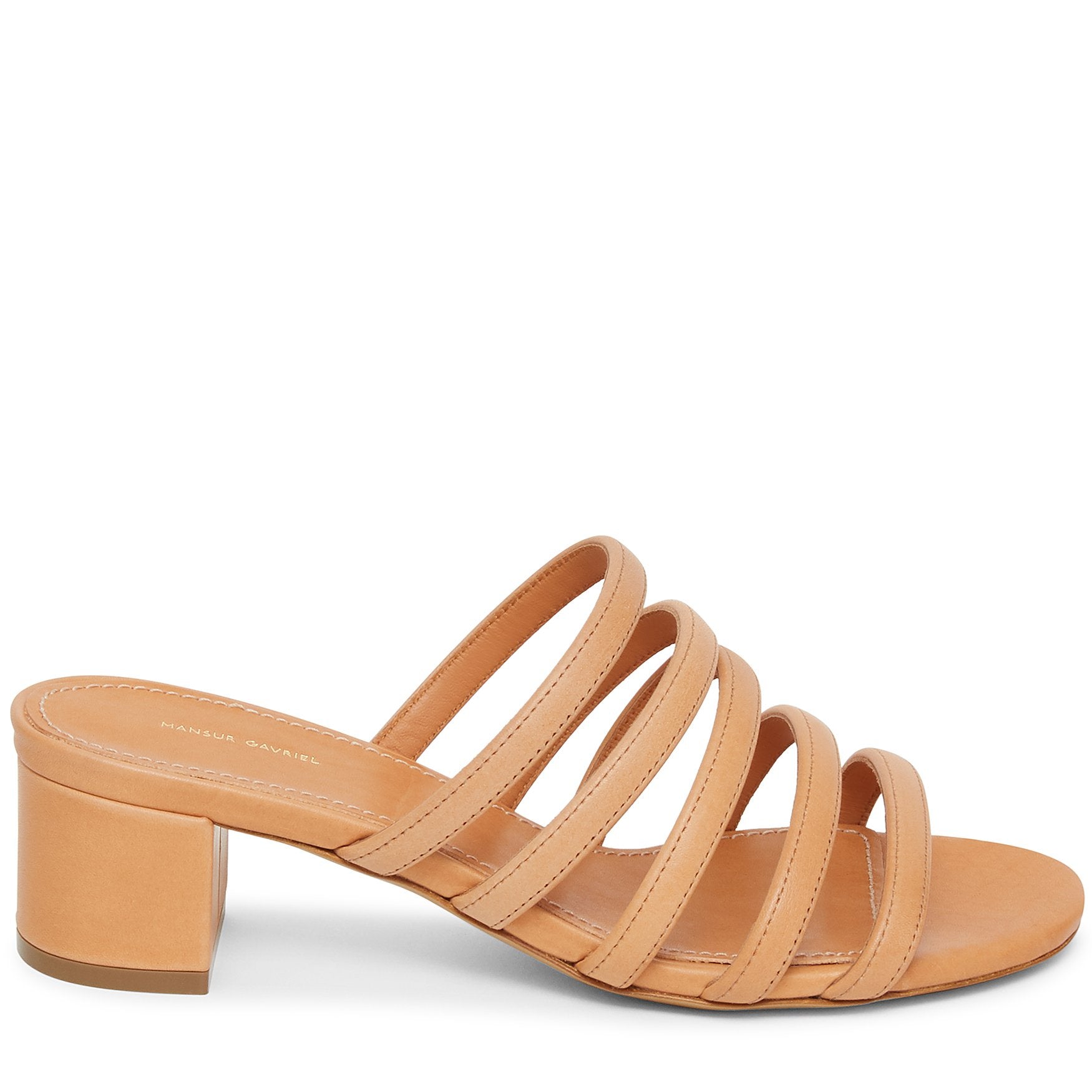 Italian vegetable tanned leather cammello multi strap sandal with calf leather insole.