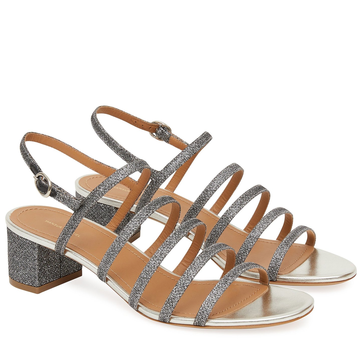 Glitter Multi Strap Slingback - Silver