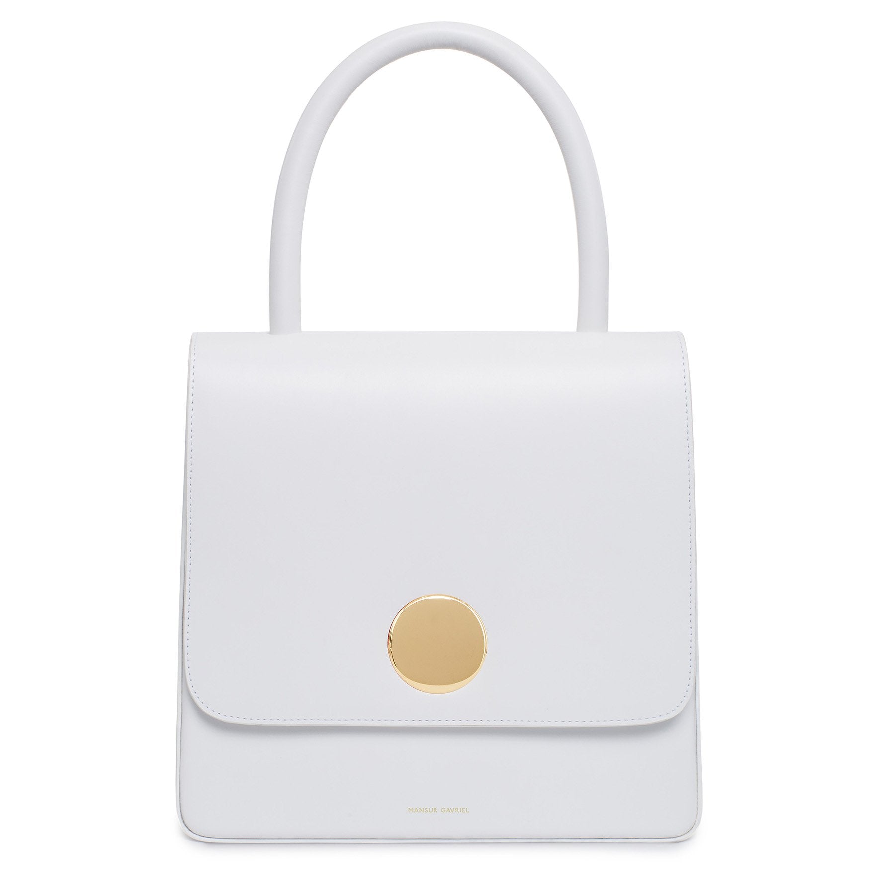 Italian calf leather white posternak bag with beige canvas interior.