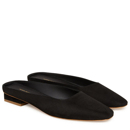 Suede Rectangular Slide - Black - Mansur Gavriel. Designed in NYC, made in Italy.
