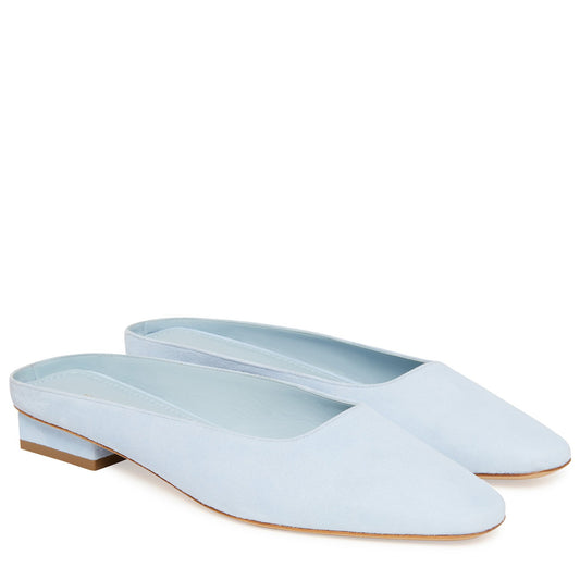 Suede Rectangular Slide - Sky Blue - Mansur Gavriel. Designed in NYC, made in Italy.