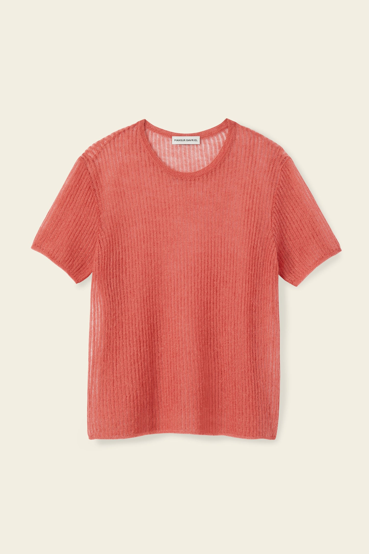 Mohair Short Sleeve Sweater - Blush - Mansur Gavriel. Designed in NYC, made in Italy.