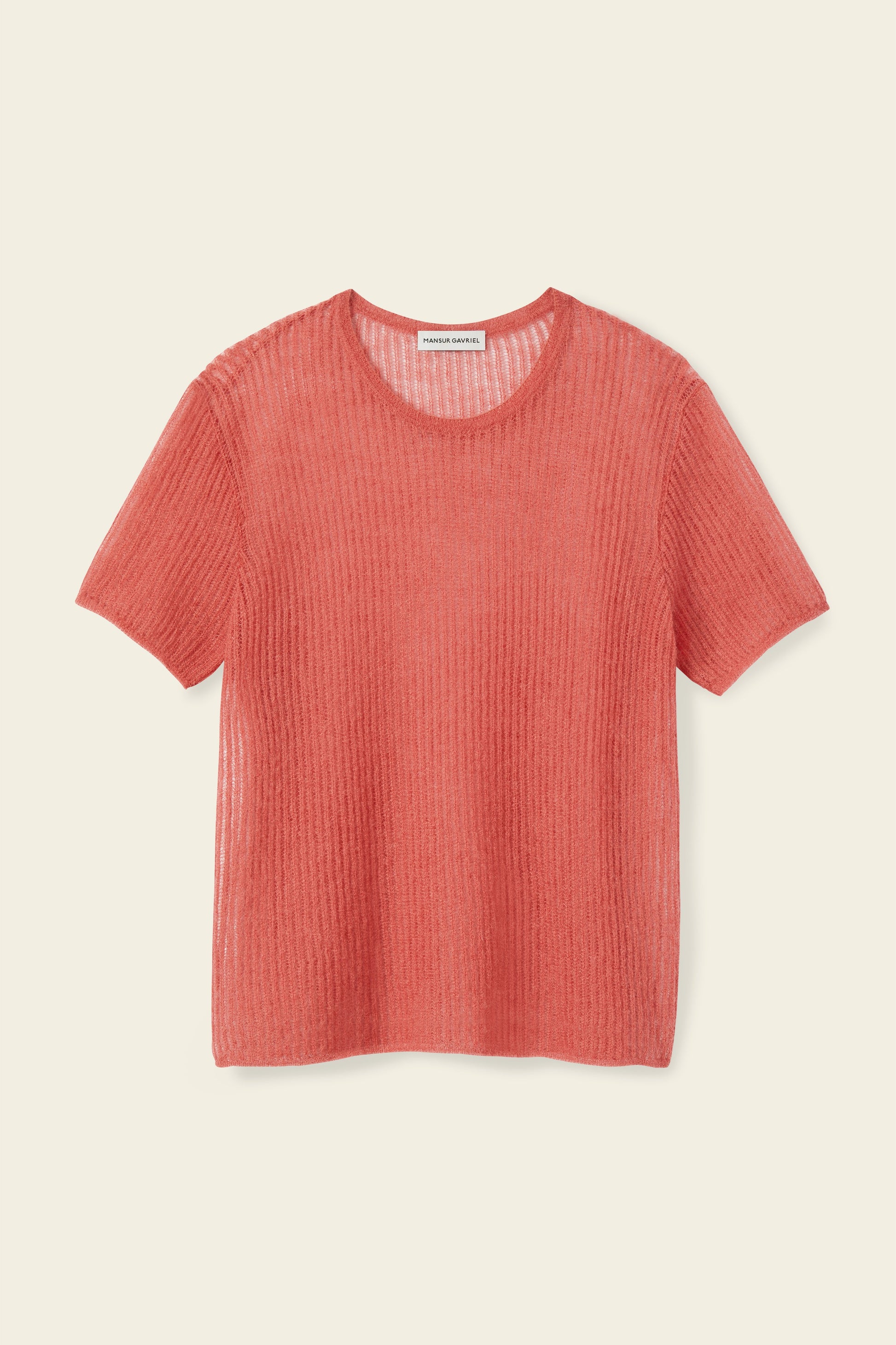 Mohair Short Sleeve Sweater - Blush - Mansur Gavriel. Designed in NYC, made in Italy.