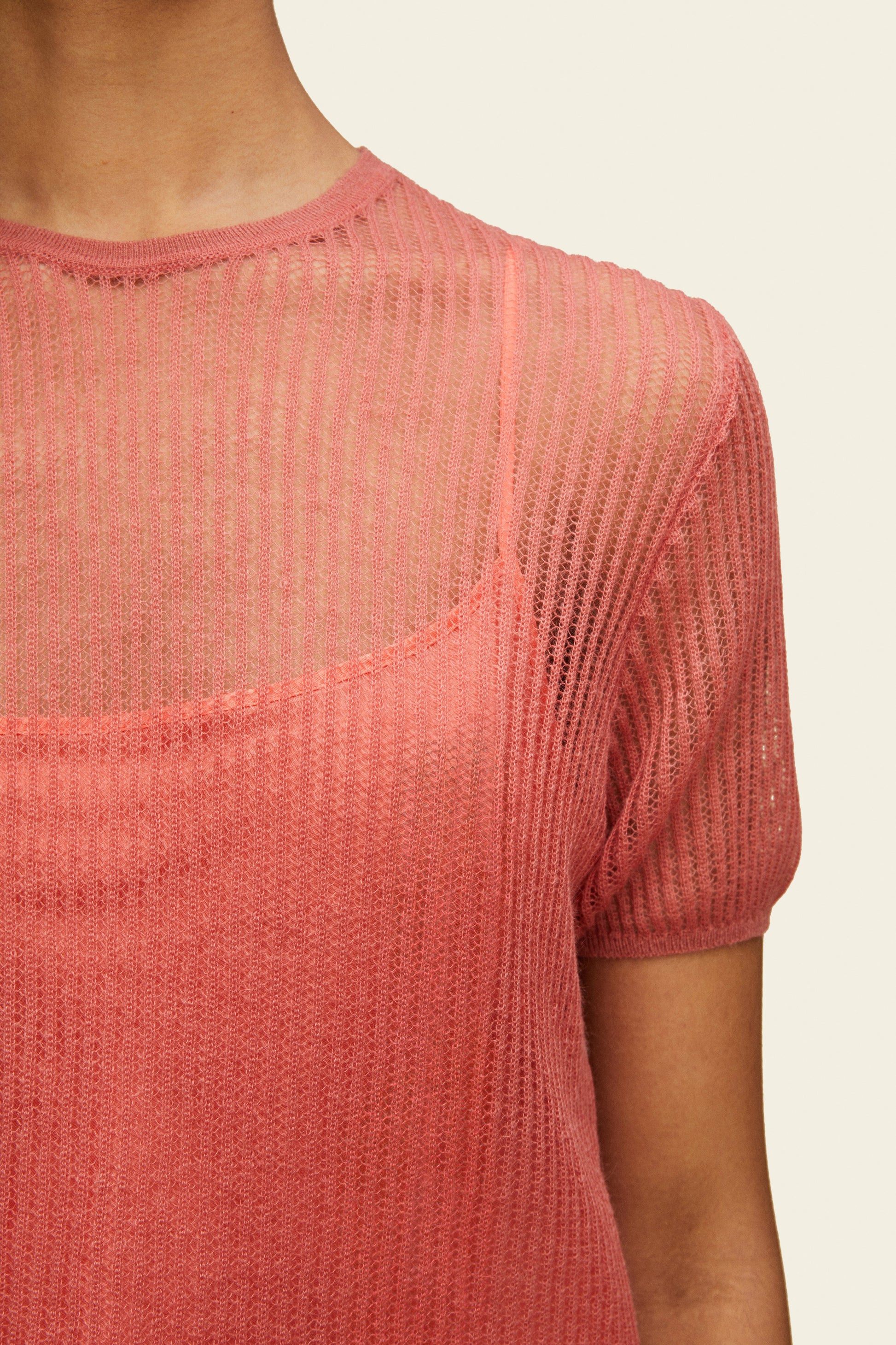 Mohair Short Sleeve Sweater - Blush - Mansur Gavriel. Designed in NYC, made in Italy.