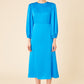 Silk Charmeuse Bishop Sleeve Dress - Royal