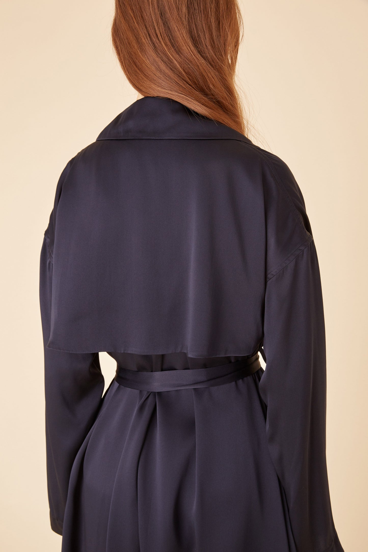 Silk Charmeuse Flowy Trench - Blu