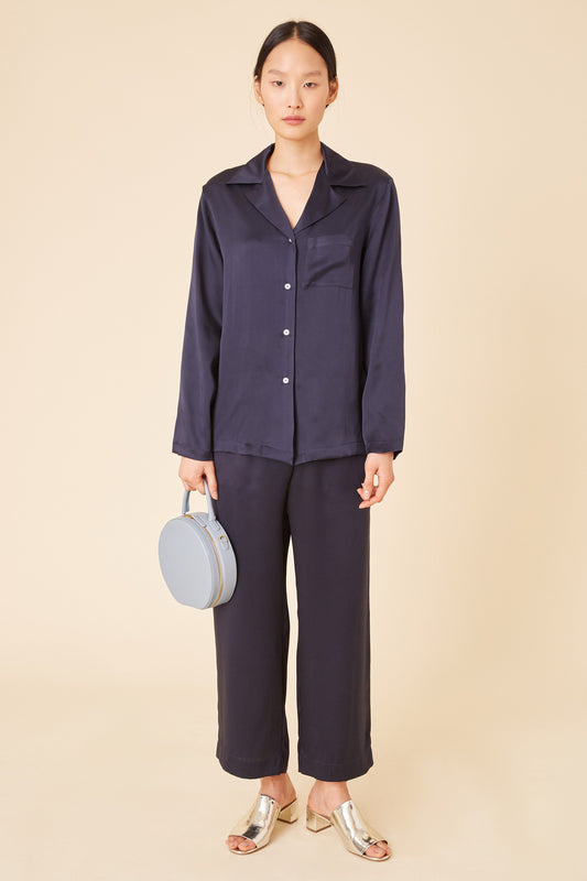 Silk Charmeuse Pajama Pant - Blu