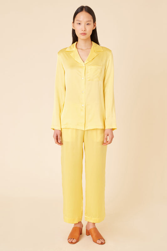 Silk Charmeuse Pajama Shirt - Sun