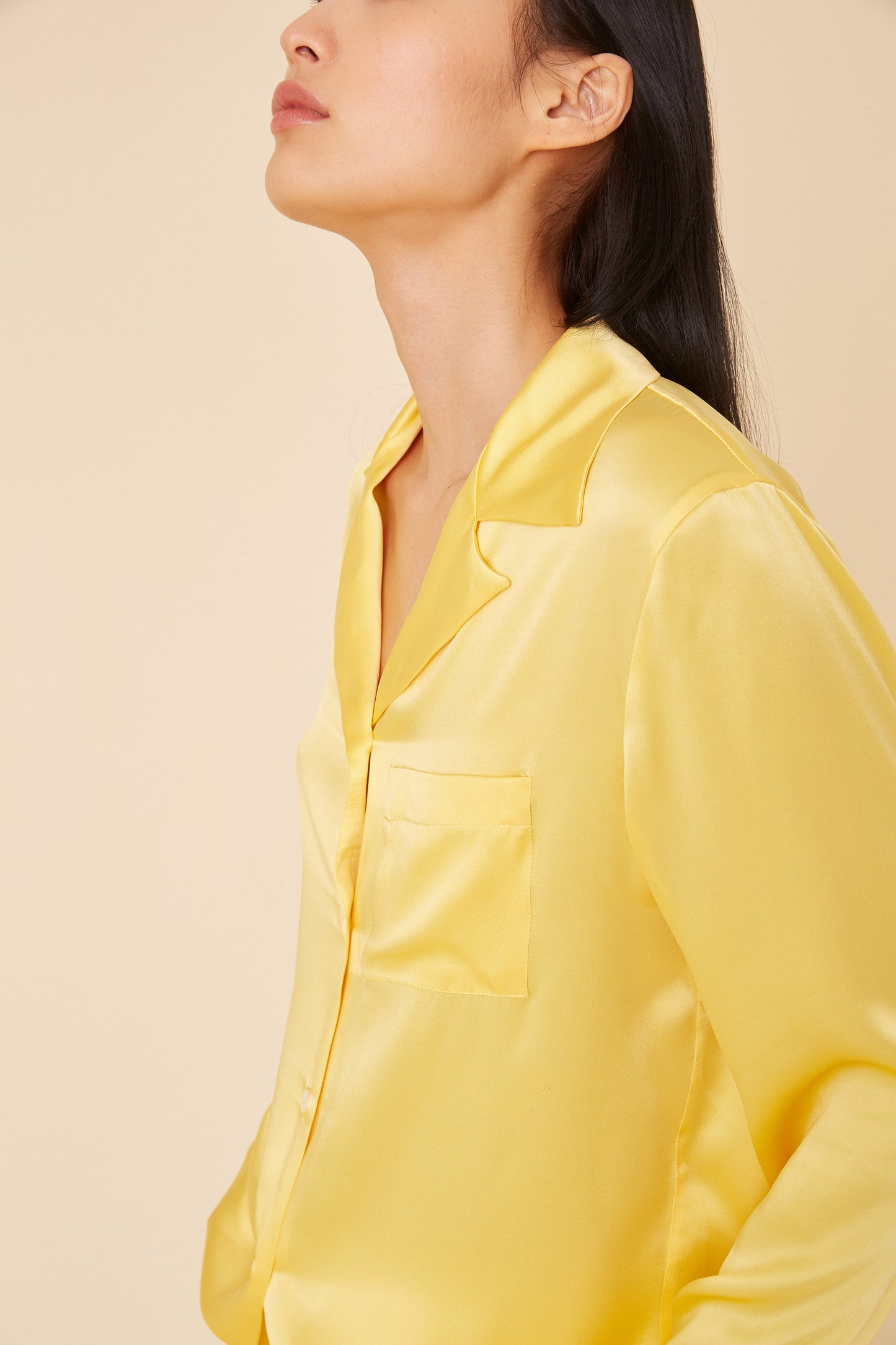 Silk Charmeuse Pajama Shirt - Sun