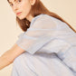 Silk Voile Stripe Fine Dress - Sky Blue