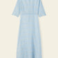 Silk Voile Stripe Fine Dress - Sky Blue