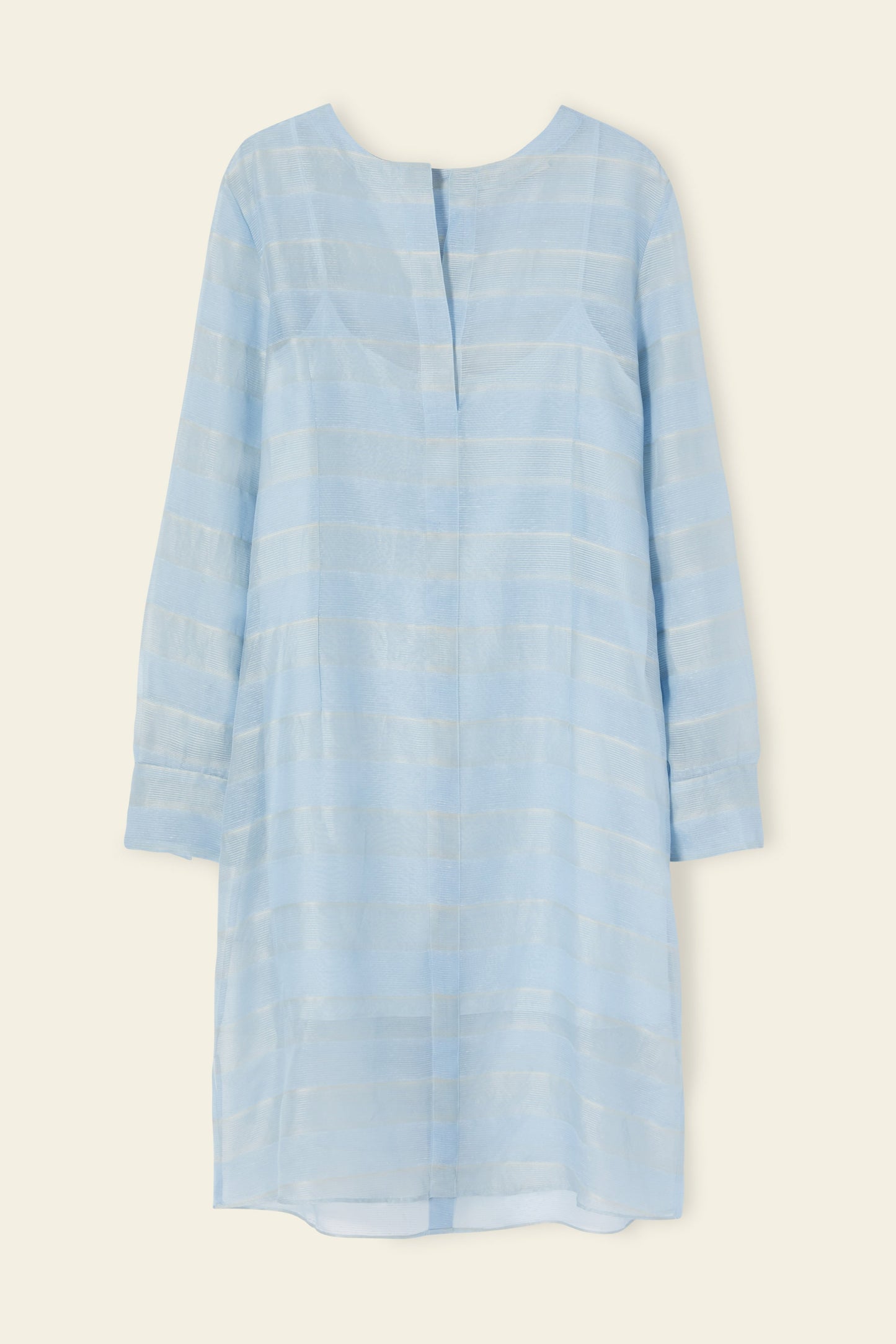 Silk Voile Stripe Tunic Dress - Sky Blue