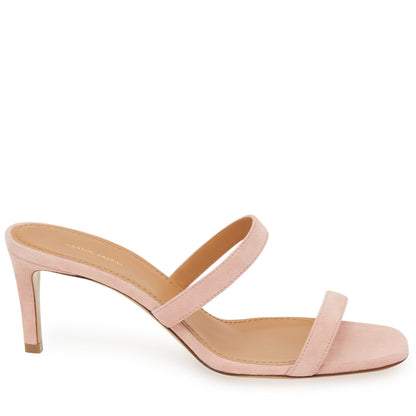 Italian suede leather light pink fino sandal.