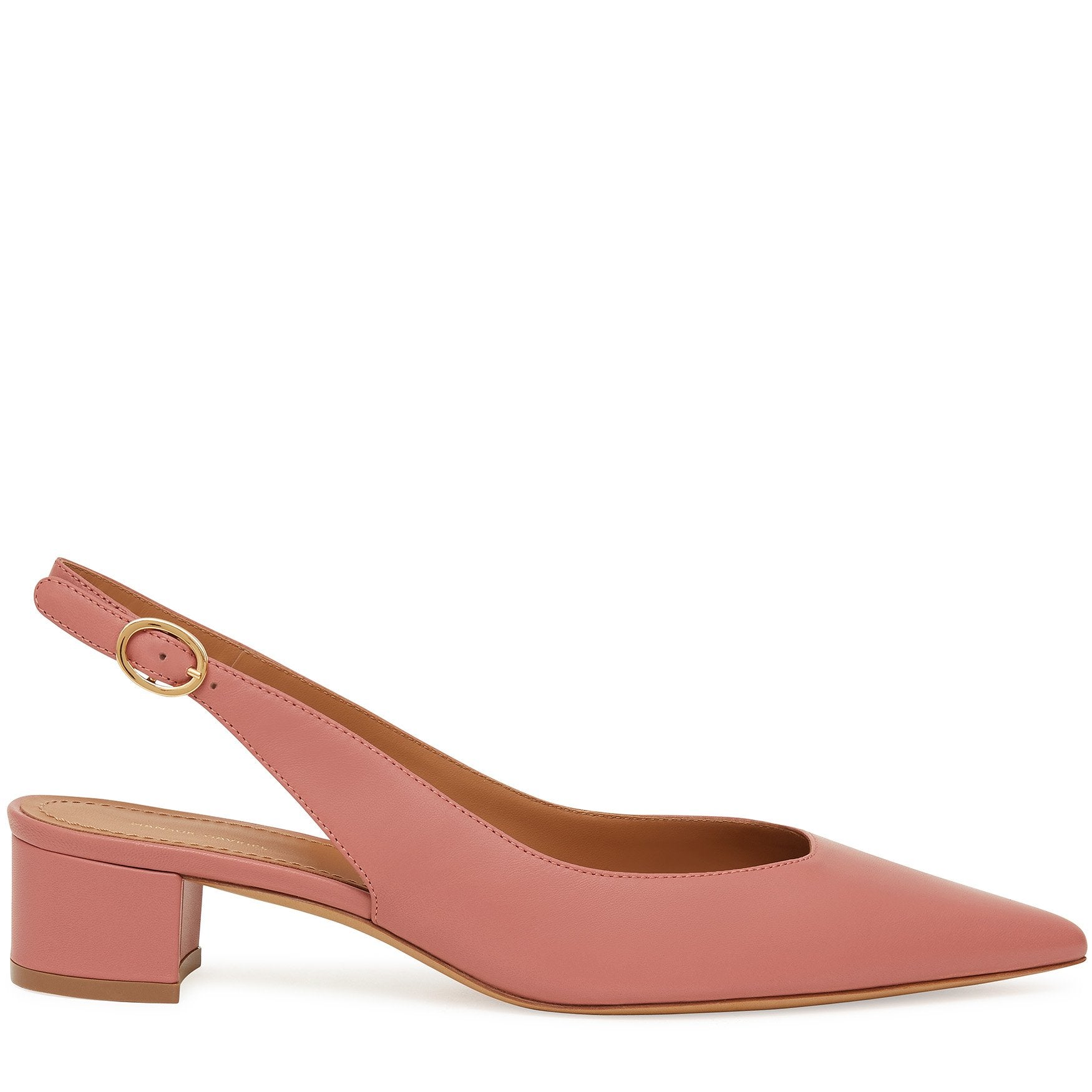 Italian lambskin leather blush slingback heel.