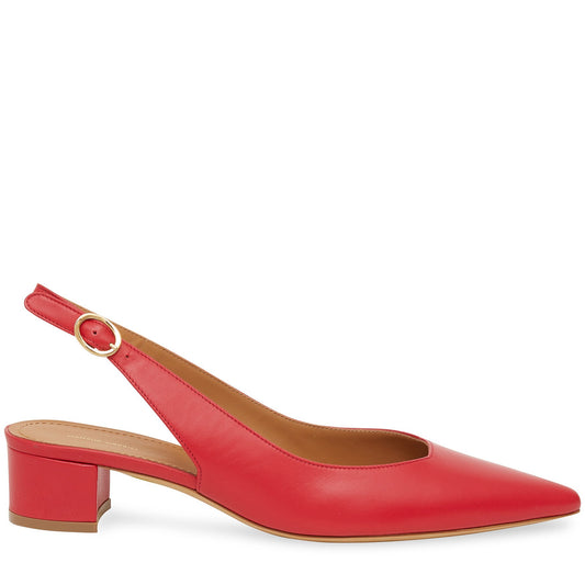 Italian lambskin leather red slingback heel.