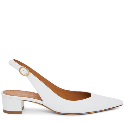 Italian lambskin leather white slingback heel.