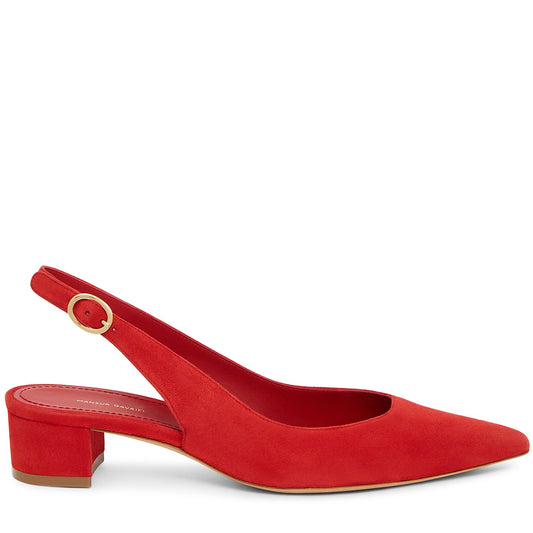 Italian suede leather flamma slingback heel with calf leather insole.