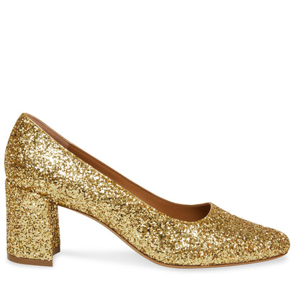 Glitter Square Toe Heel - Gold