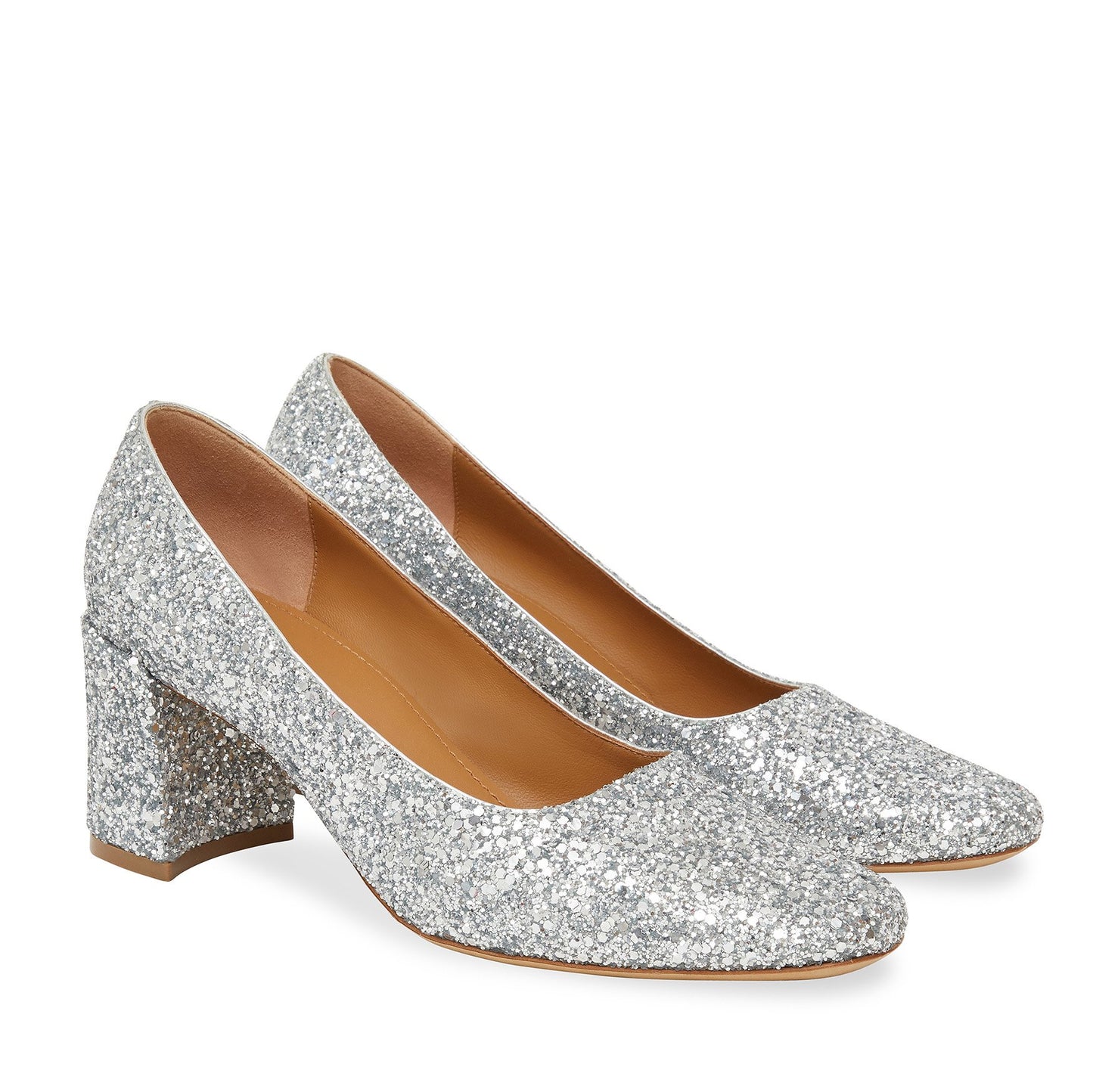 Glitter Square Toe Heel - Silver