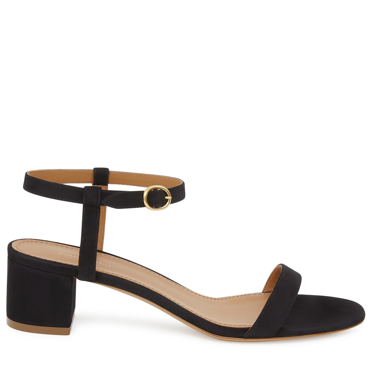 Suede 40mm Ankle Strap Sandal - Black
