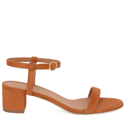 Suede 40mm Ankle Strap Sandal - Saddle